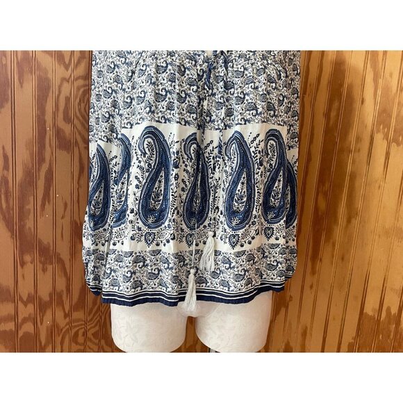 Wild Blue Sadie Robertson Boho Peasant Top Size Small Blue V-Neck - Picture 2 of 9